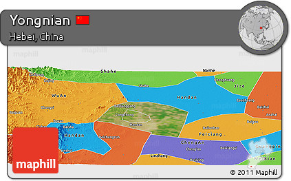 Satellite Panoramic Map of Yongnian, political outside