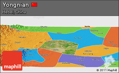 Satellite Panoramic Map of Yongnian, political outside