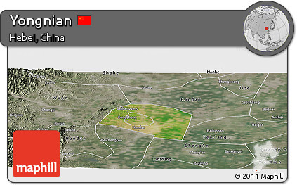 Satellite Panoramic Map of Yongnian, semi-desaturated