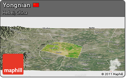 Satellite Panoramic Map of Yongnian, semi-desaturated