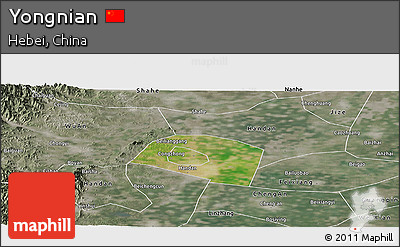 Satellite Panoramic Map of Yongnian, semi-desaturated