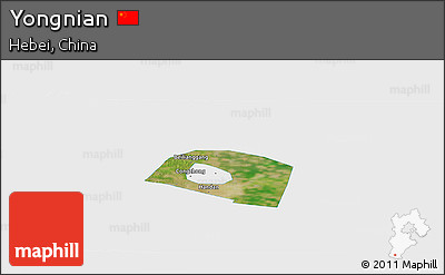 Satellite Panoramic Map of Yongnian, single color outside