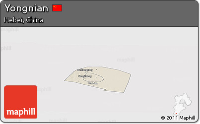Shaded Relief Panoramic Map of Yongnian, cropped outside