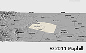 Shaded Relief Panoramic Map of Yongnian, darken, desaturated