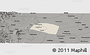 Shaded Relief Panoramic Map of Yongnian, darken, semi-desaturated