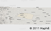 Shaded Relief Panoramic Map of Yongnian, semi-desaturated