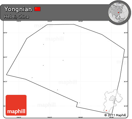 Blank Simple Map of Yongnian, cropped outside, no labels