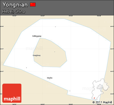 Classic Style Simple Map of Yongnian, single color outside
