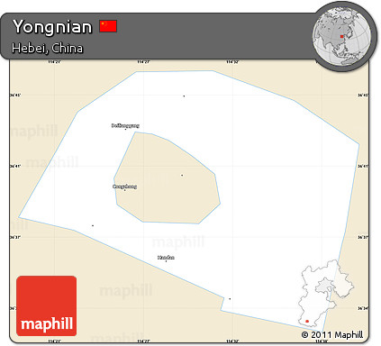 Classic Style Simple Map of Yongnian, single color outside