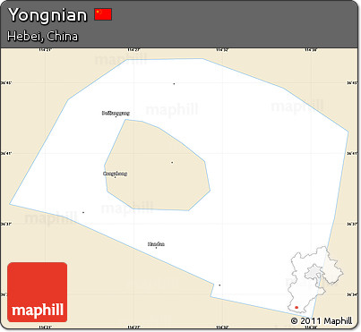 Classic Style Simple Map of Yongnian, single color outside