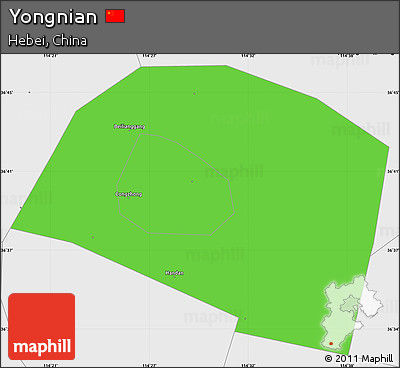 Political Simple Map of Yongnian, single color outside, borders and labels