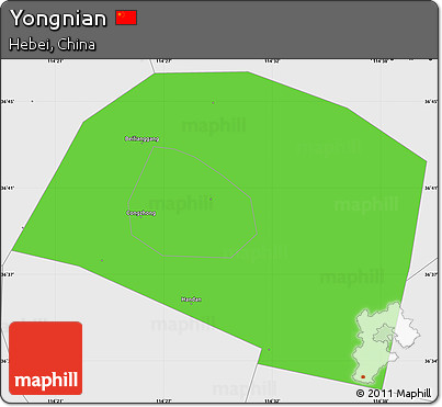 Political Simple Map of Yongnian, single color outside, borders and labels