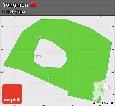 Political Simple Map of Yongnian, single color outside