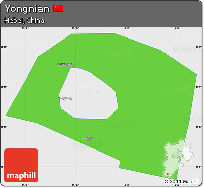 Political Simple Map of Yongnian, single color outside