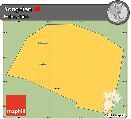 Savanna Style Simple Map of Yongnian, cropped outside