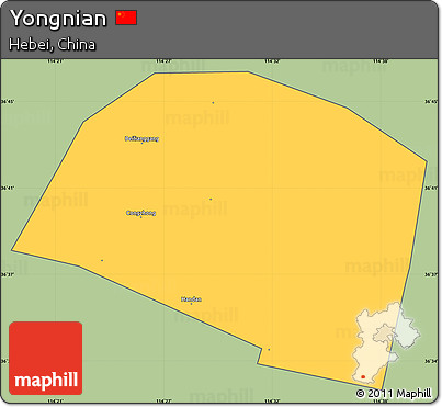 Savanna Style Simple Map of Yongnian, cropped outside