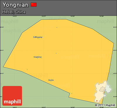 Savanna Style Simple Map of Yongnian, cropped outside