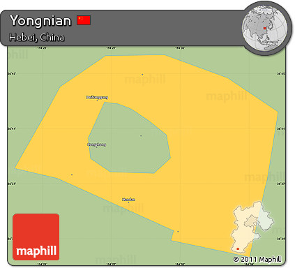Savanna Style Simple Map of Yongnian, single color outside
