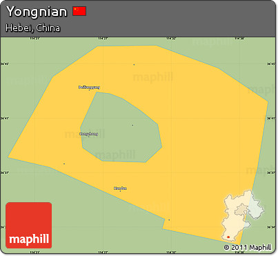 Savanna Style Simple Map of Yongnian, single color outside