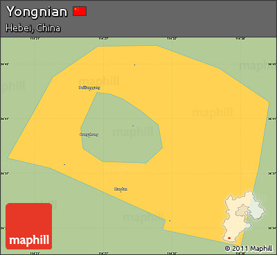 Savanna Style Simple Map of Yongnian, single color outside