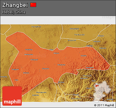 Political 3D Map of Zhangbei, physical outside