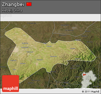 Satellite 3D Map of Zhangbei, darken