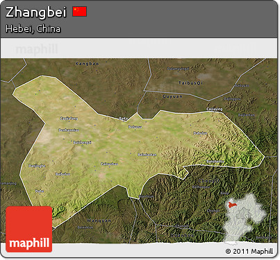 Satellite 3D Map of Zhangbei, darken