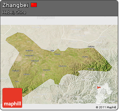Satellite 3D Map of Zhangbei, lighten