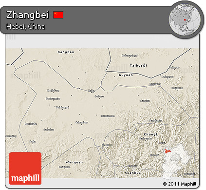 Shaded Relief 3D Map of Zhangbei