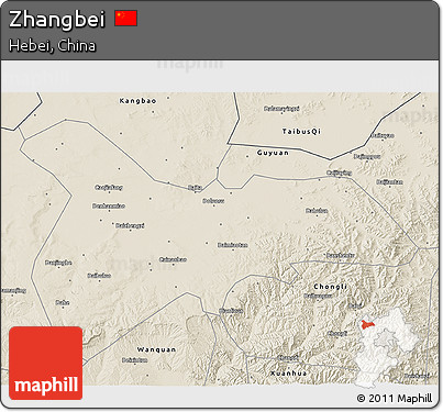 Shaded Relief 3D Map of Zhangbei