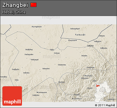 Shaded Relief 3D Map of Zhangbei