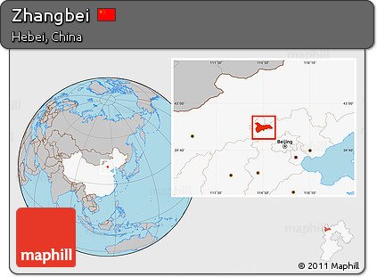 Gray Location Map of Zhangbei, highlighted country