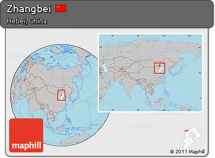Gray Location Map of Zhangbei, highlighted parent region, within the entire country