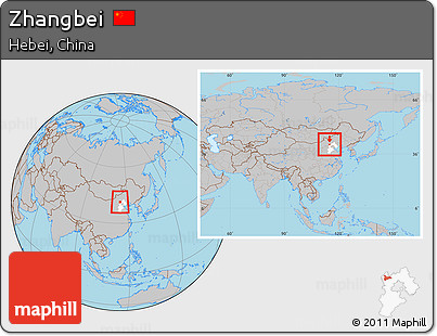 Gray Location Map of Zhangbei, highlighted parent region, within the entire country