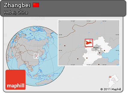 Gray Location Map of Zhangbei, highlighted parent region