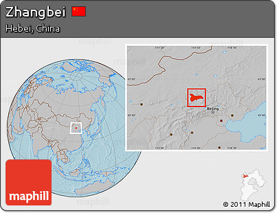Gray Location Map of Zhangbei, hill shading
