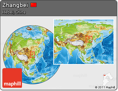 Physical Location Map of Zhangbei, within the entire country