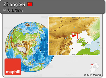 Physical Location Map of Zhangbei, highlighted parent region