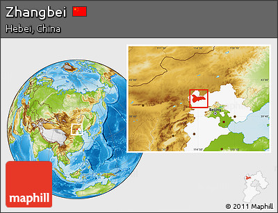 Physical Location Map of Zhangbei, highlighted parent region