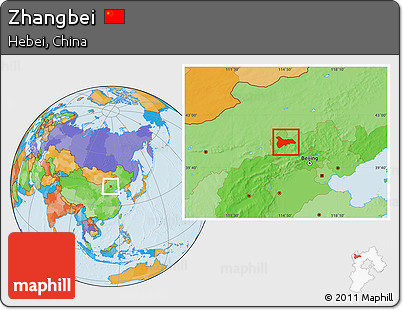 Political Location Map of Zhangbei