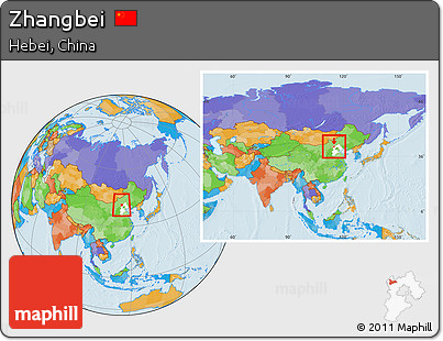 Political Location Map of Zhangbei, highlighted parent region, within the entire country