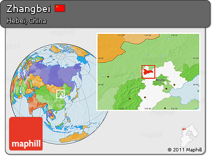 Political Location Map of Zhangbei, highlighted parent region