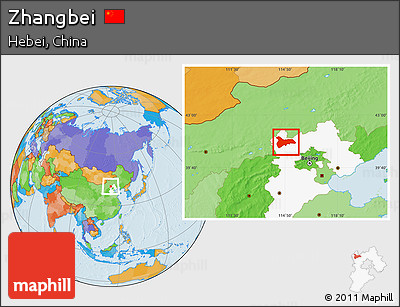 Political Location Map of Zhangbei, highlighted parent region