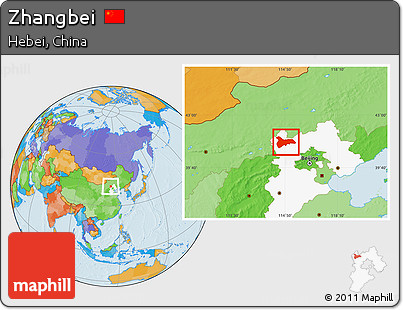 Political Location Map of Zhangbei, highlighted parent region