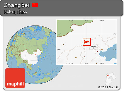 Savanna Style Location Map of Zhangbei, highlighted country