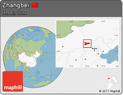 Savanna Style Location Map of Zhangbei, highlighted country
