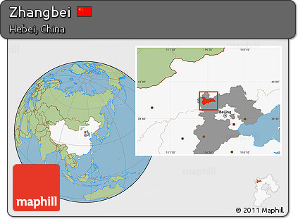 Savanna Style Location Map of Zhangbei, highlighted country, highlighted parent region