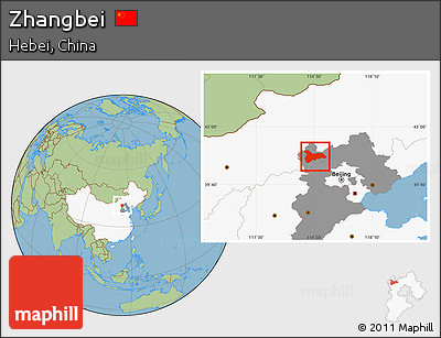Savanna Style Location Map of Zhangbei, highlighted country, highlighted parent region