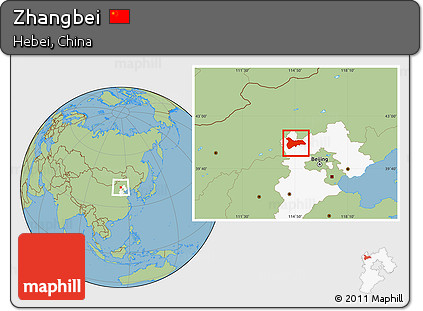 Savanna Style Location Map of Zhangbei, highlighted parent region