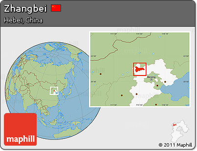 Savanna Style Location Map of Zhangbei, highlighted parent region